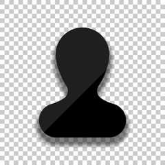Simple silhouette of man. Black glass icon with soft shadow on t