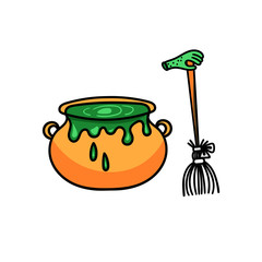 Vector witch pot with poison illustration