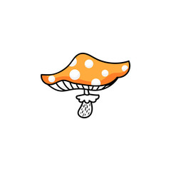 Illustration with cartoon mushroom