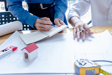 Team of engineers working together in a architect office.- Architectural Concept