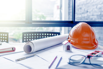 An architect working desk with copy space - Architectural Concept