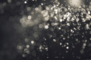 bokeh of water fly and lights on black background,