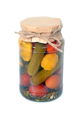 Glass Jar Of Preserved Vegetables