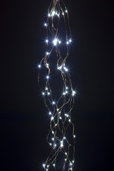 Rope line abstract background with fairy christmas lights