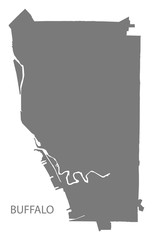 Buffalo New York city map grey illustration silhouette shape
