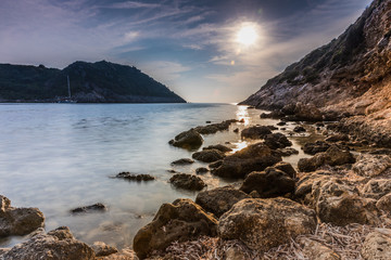 Fototapeta na wymiar Sunset in Porto Timoni beach, Corfu, Greece