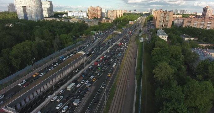 Volokolamskoye highway frome above, Moscow, Russia