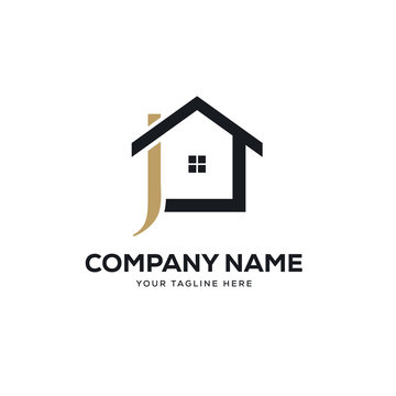 real estate logo design vector, initial letter logo j design template