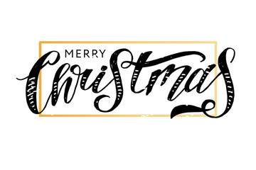 Christmas lettering Calligraphy Brush Text Holiday Vector Sticker