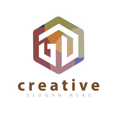 GD Initial letter hexagonal logo vector template