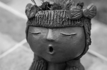 Surprise face of  clay girl doll