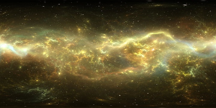 Virtual reality environment 360 HDRI map. Space equirectangular projection, spherical panorama. Space nebula with stars
