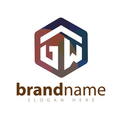G W Initial letter hexagonal logo vector template