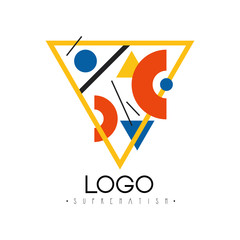 Suprematism logo, abstract creative design element for brand identity, advertising, poster, banner, flyer, web, app