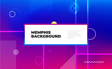 Memphis abstract color background design. Fluid gradient shapes composition. Eps10 vector.