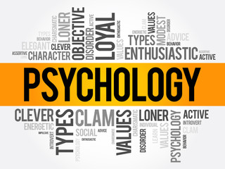 Psychology word cloud collage , social health concept background