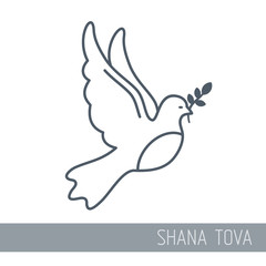 Naklejka premium Dove. Rosh Hashanah icon. Shana tova