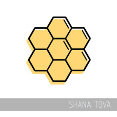 Bee honeycomb. Rosh Hashanah icon. Shana tova