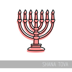 Menorah. Rosh Hashanah icon. Shana tova