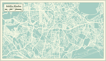 Obraz premium Addis Ababa Ethiopia City Map in Retro Style. Outline Map.