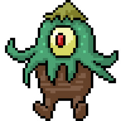 Obraz premium vector pixel art vegetable monster
