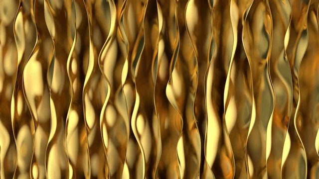 Golden wave background. Gold background. Organic Gold texture. Seamless looping animation