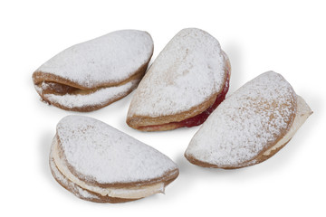 Confectionery with jam and cottage cheese.