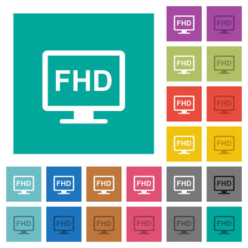 Full HD display square flat multi colored icons