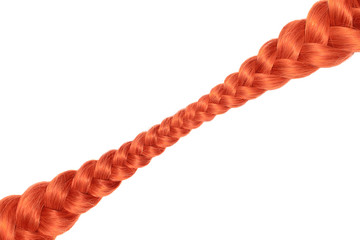 Red braided hair, isolated