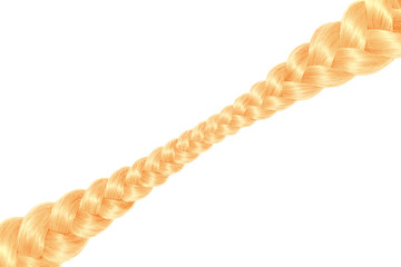Blond braided hair, isolated