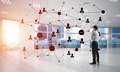 Obraz premium Networking and social communication concept as effective point for modern business