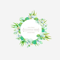 Wedding invitation watercolor eucalyptus