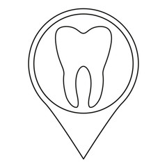 Line art black and white dental clinic map sign