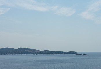 Landscape near sea in the Srebreno district , Croatia.