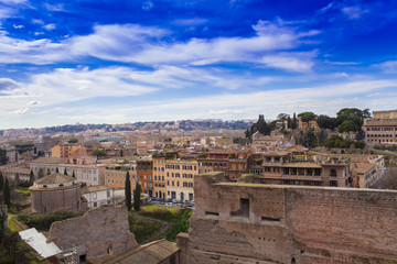 Fototapeta na wymiar Rome cityscape in Italy. Old buildings panorama
