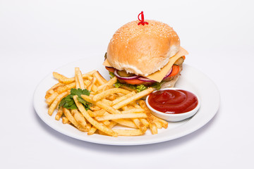 Burger and fries 