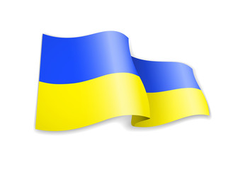 Waving Ukraine flag on white background.