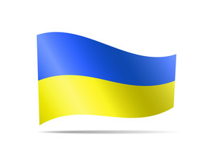 Waving Ukraine Flag on white. Flag in the Wind.