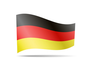 Waving Germany Flag on white. Flag in the Wind.
