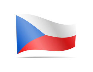Waving Czech Republic Flag on white. Flag in the Wind.