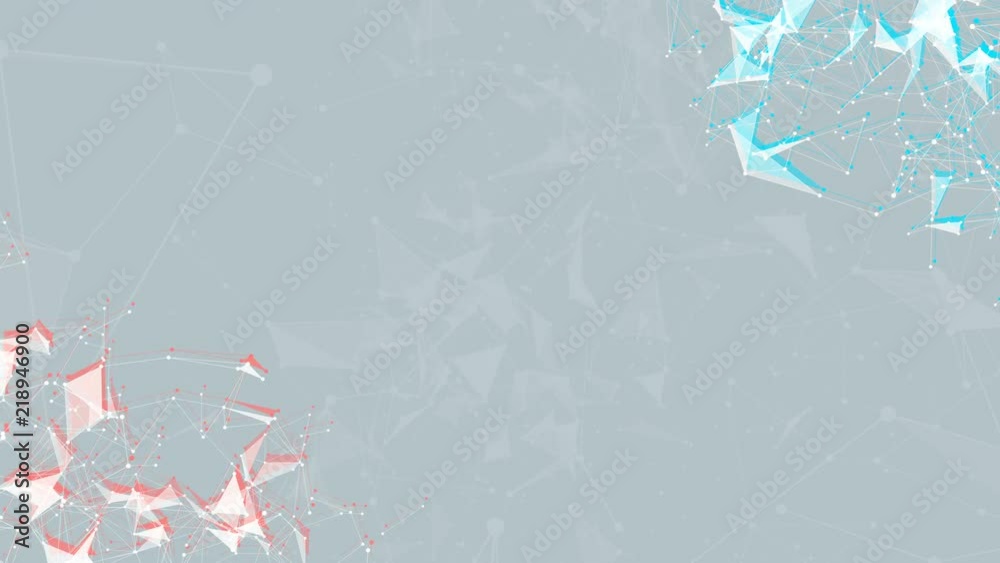 Poster Red and blue. Shadow.Scientific background and abstract technology. Plexus digital dynamic wallpaper. Bound lines, triangles and points. Loop Animation