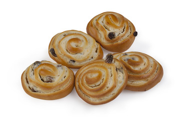 Round bun with raisins.
