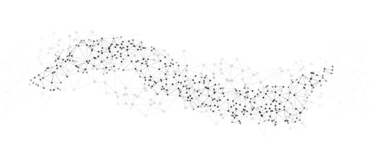 Big data illustration of lines and dot in the form of a wave
