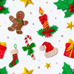 Naklejka premium Hand made plasticine seamless pattern