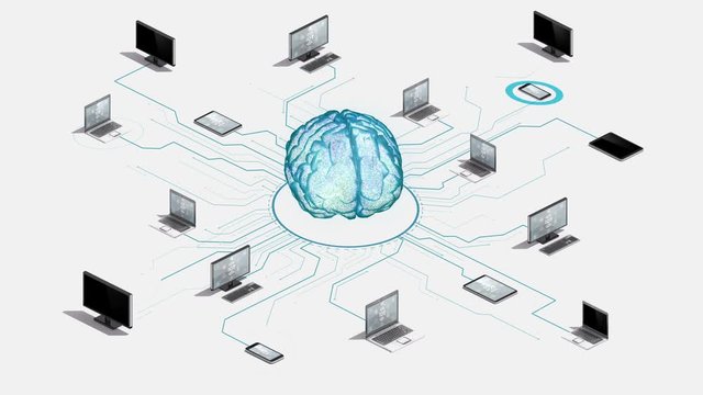 Artificial Intelligence technology connect Digital brain. 4k animation. 