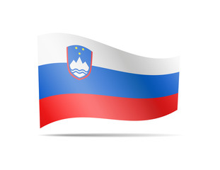 Waving Slovenia Flag on white. Flag in the Wind.