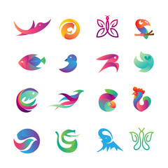 Vector color set of animals logo © heuheuheu