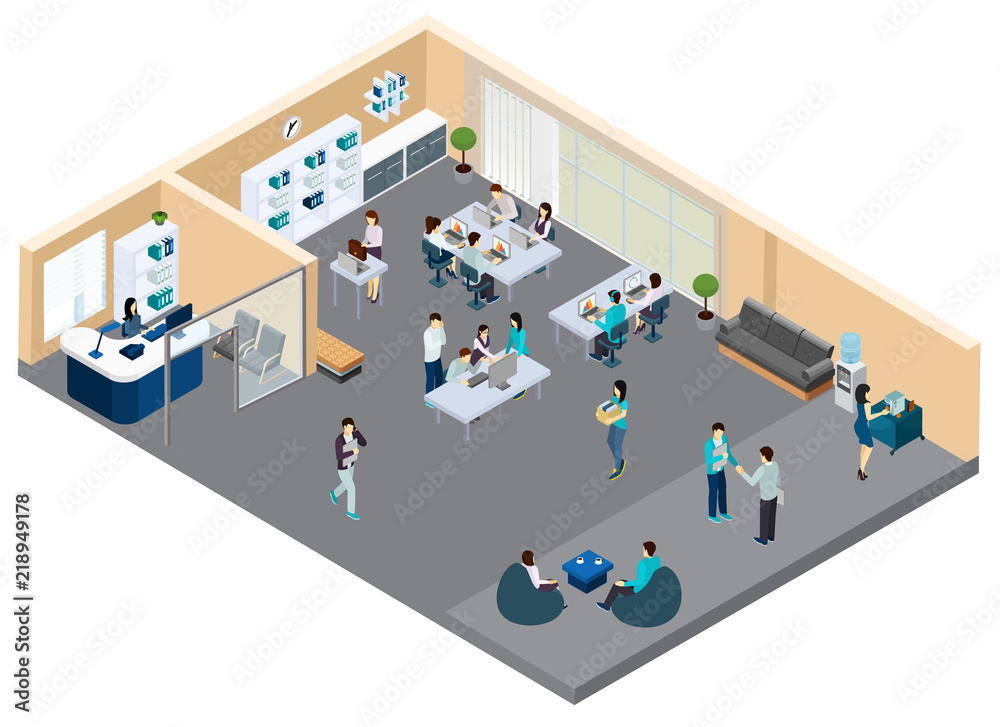 Sticker Office Isometric Composition