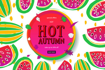 Hot autumn sale advertisement banner