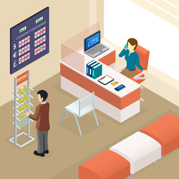 Isometric Bank Office Composition